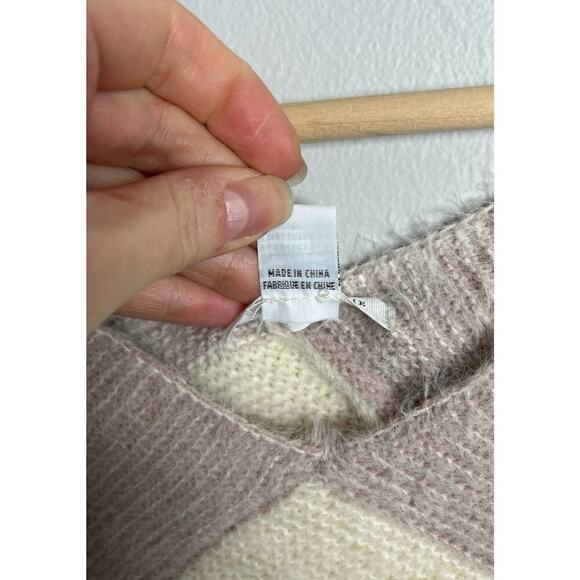 Anthropologie Jordan Colorblock Knit Poncho Sweater One Size Neutral Pink Womens - Picture 4 of 4